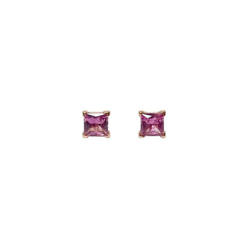 Boucles d'oreilles Isabelle Barrier en or rose et saphir